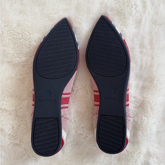 Rothy's The Point Red Varsity Stripe Nautical Preppy Ballet Flats Size 8 - Picture 4 of 7